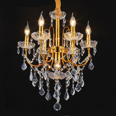 110V Bedroom Golden Iron Fancy Lampu Lilin Kristal 850 * 700mm