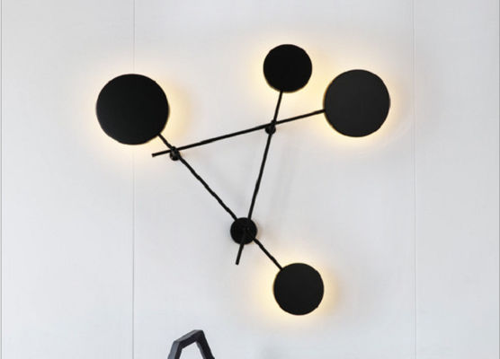Diameter 107cm Tinggi 85cm Led Black Iron Acrylic Modern Wall Sconce