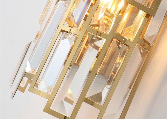 Wall Mounted Indoor 230 * 500mm Kilau Led Gold Crystal Sconce Lights