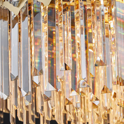 Perlengkapan Lampu Kristal K9 Modern Gaya Kerajaan Chrome Finish Elegance Raindrop Double Luxurious Pendant Lighting