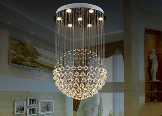 Lampu Liontin Kristal Stainless Steel Nordic Drop Mewah Untuk Hotel