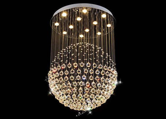 Lampu Liontin Kristal Stainless Steel Nordic Drop Mewah Untuk Hotel