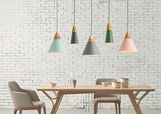 Modern minimalis warna-warni kamar tidur restoran bar cafe Kayu aluminium logam lampu gantung kecil