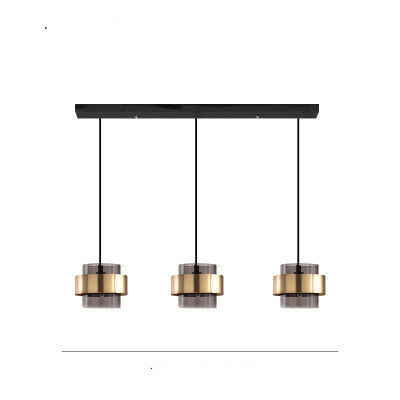 Lampu liontin kaca sederhana dari perunggu nordic dan abu-abu berasap untuk ruang tamu