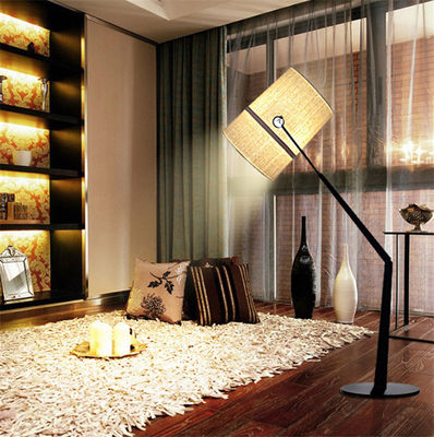 Kain Logam R7s Lampu Lantai Modern Lampu Dekorasi Dalam Ruangan Putih Hitam