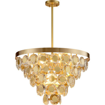Dekorasi Dalam Ruangan E14 Emas Lampu Gantung Kristal Stainless Steel