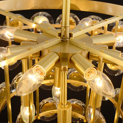 Dekorasi Dalam Ruangan E14 Emas Lampu Gantung Kristal Stainless Steel