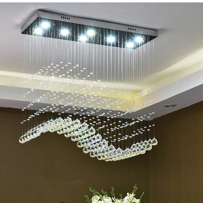 GU10 Modern Villa Indoor Led Crystal Pendant Light AC265V Dengan 3 Kepala