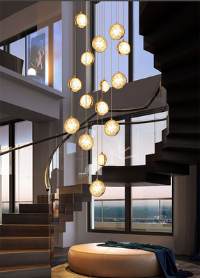 Indoor Showroom Hotel Modern Crystal Pendant Light Tinggi 300cm
