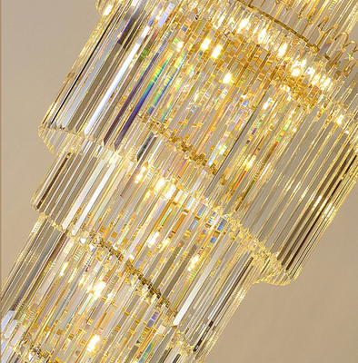 Lampu Liontin Kristal Tinggi Mewah Untuk Hallway Staircase Hall 265V