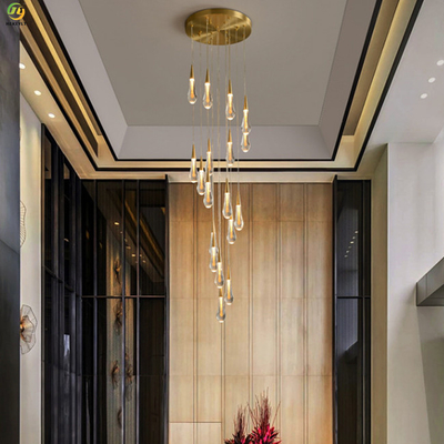 Water Drop Crystal Modern Pendant Light Hotel Lobby Dekorasi Tangga