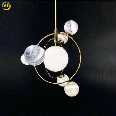 Nordic Ring Hanging Kitchen Earth White Glass Dekorasi Modern Pendant Light