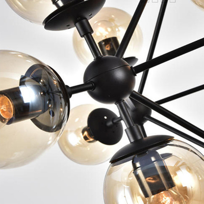 Bola Kaca Dekoratif Dalam Ruangan Hitam Cognac Hardware Lukisan Kaca Lampu Gantung Modern