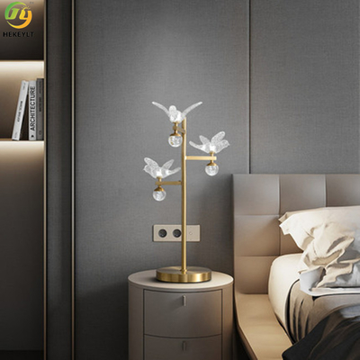 Dekorasi Lampu Meja Samping Tempat Tidur LED Baca Kaca Bening D420 X H680