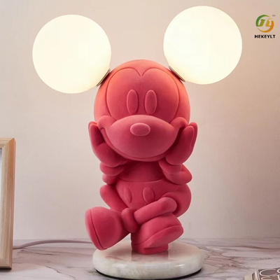 Kaca Resin G4 Lampu Samping Tempat Tidur Kartun Mickey Mouse Untuk Kamar Tidur Anak Perempuan