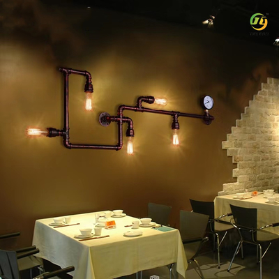 Lampu Dinding Pipa Air Dekoratif Besi Tempa Industri E27 Untuk Loteng Retro