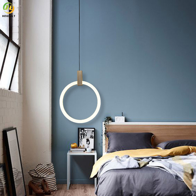 Kayu LED Nordic Pendant Light Untuk Showroom Hotel Indoor