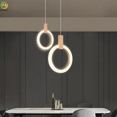 Kayu LED Nordic Pendant Light Untuk Showroom Hotel Indoor