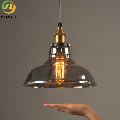 Dekorasi Bulat Modern Amber Glass Pendant Light LED 85V - 265V