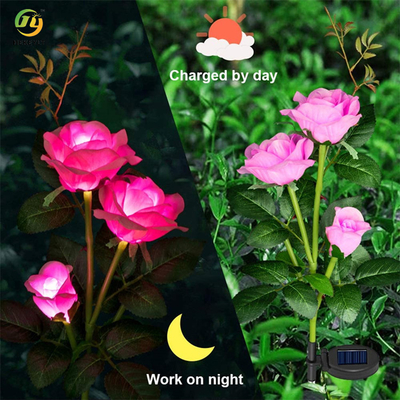Simulasi Lampu Komersial LED Luar Ruangan Rose Flower Solar Light
