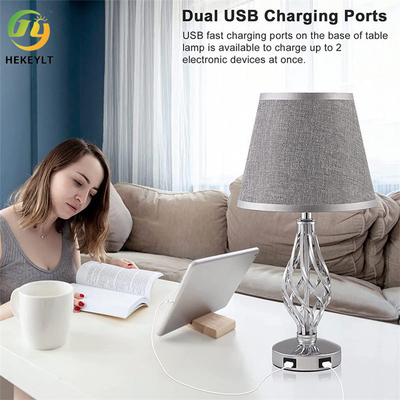 Retro Bedside Touch Peredupan Lampu Meja Pengisian USB Untuk Kamar Tidur Hotel
