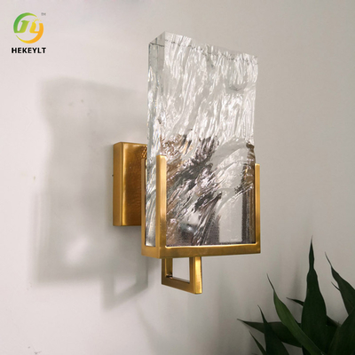 Lampu Dinding Kristal Bening Logam Emas Nordic Bedroom Ice Cube Decorative