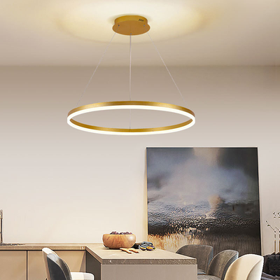 Aluminium Acrylic Modern Ceiling LED Ring Chandelier Lighting Untuk Ruang Makan