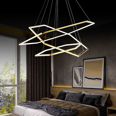 Lampu Gantung Cincin LED Logam Akrilik Stainless steel Postmodern Sederhana