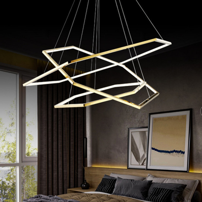 Lampu Gantung Cincin LED Logam Akrilik Stainless steel Postmodern Sederhana