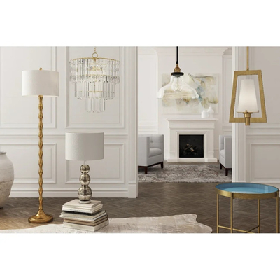 Kain Logam Emas Putih E26 Lampu Lantai Tradisional Dekorasi Modern