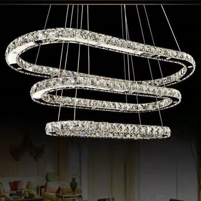 Interior Hanging Stainless Steel Modern Led Crystal Pendant Light Untuk Kamar Tidur Villa