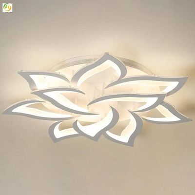 Kamar Tidur Artistik Akrilik Modern Led Ceiling Light Bunga Putih Dekoratif Sederhana