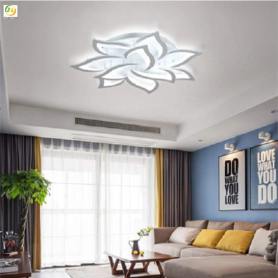 Kamar Tidur Artistik Akrilik Modern Led Ceiling Light Bunga Putih Dekoratif Sederhana