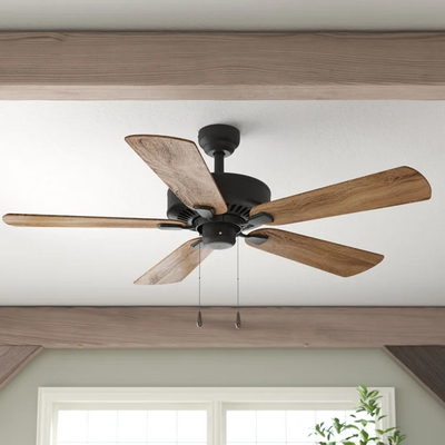 Kayu Solid Hitam Besi Lansdown 52 ''LED Ceiling Fan Untuk Dekorasi Dalam Ruangan