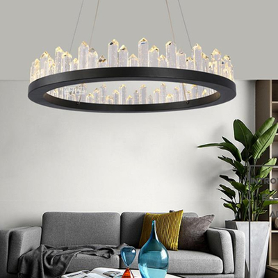 Lampu Cincin Modern LED Bulat Suasana Mewah Lampu Kristal Ruang Tamu