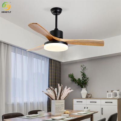 50W LED Smart Wood Blade Ceiling Fan Light Dengan Remote Control
