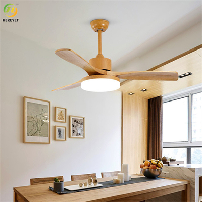 50W LED Smart Wood Blade Ceiling Fan Light Dengan Remote Control