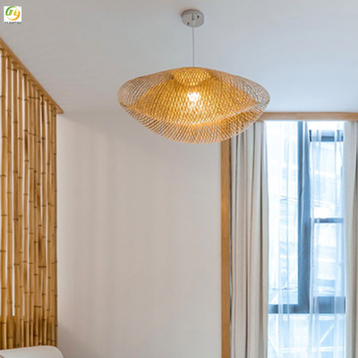 Idyllic Rotan E27 LED Nordic Pendant Light Untuk Ruang Makan Hotel D50cm