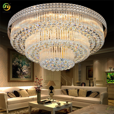 Klasik Emas Mewah Modern Led Crystal Ceiling Lamp E14 Bulb Base