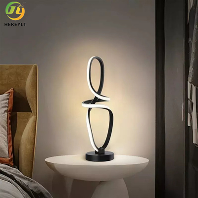 Nordic Modern Led Lampu Meja Samping Tempat Tidur Hitam Geometris Minimalis Untuk Dalam Ruangan