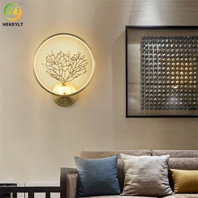 Lampu Dinding Modern LED Semua Bahan Tembaga Dan Marmer Warna Perunggu
