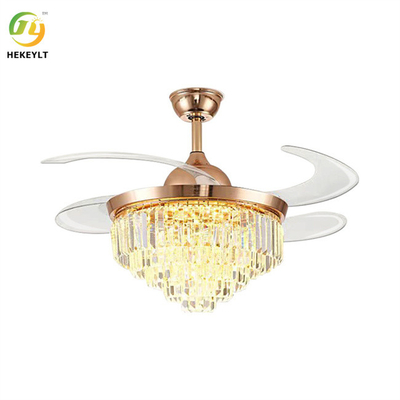 42 Inch LED Smart Crystal Rose Gold Ceiling Fan Light Dengan Remote Control