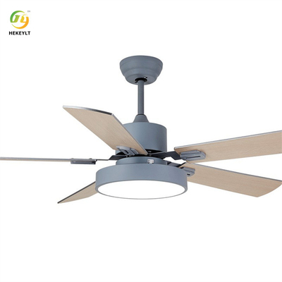 Downrod LED Metal Dan Kayu Remote Control Ceiling Fan Light 48W 52 Inch