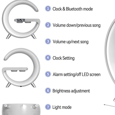 225 * 82 * 230mm ABS Plastic RGB Smart Table Lamp Tampilan Waktu Dengan Pengisian Nirkabel