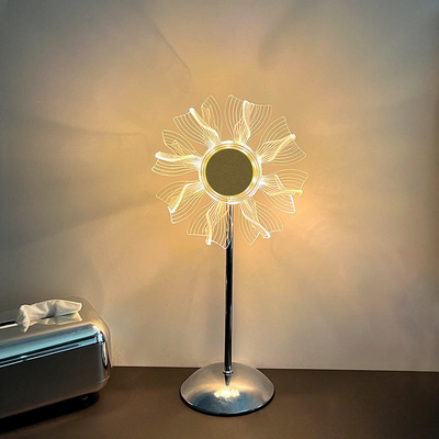 Nordic Dekoratif Bunga Matahari Lampu Meja Samping Tempat Tidur Restoran Aluminium Lampu Meja