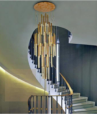 Modern Luxury Hanging Stairs Drop Chandelier Lampu Liontin Kristal Dekoratif