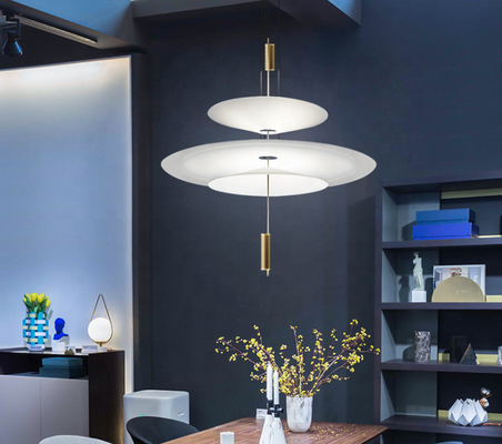 Lampu Chandelier Akrilik Logam Modern Putih Untuk Dekorasi Rumah