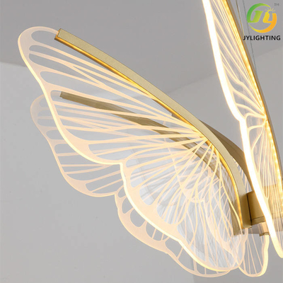 D680 * H1200mm Modern Art Butterfly Chandelier Transparan Untuk Kamar Tidur Ruang Tamu