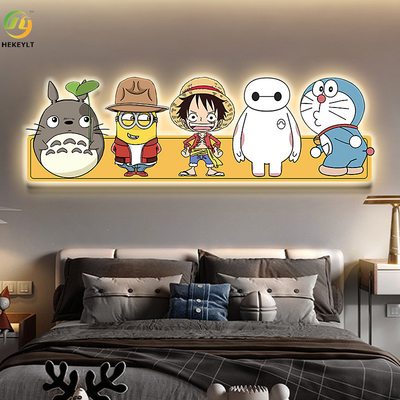 Gambar kartun dekorasi lukisan lampu mural untuk kamar anak-anak di samping tempat tidur kamar tidur