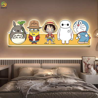 Gambar kartun dekorasi lukisan lampu mural untuk kamar anak-anak di samping tempat tidur kamar tidur